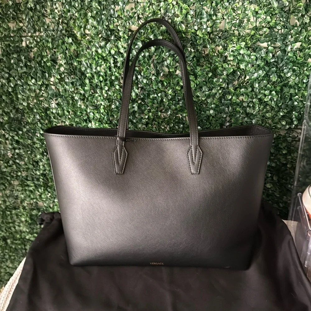 Versace Black Leather Medusa Tote Bag Brand New